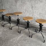Set of 5 flambo adjustable industrial stools