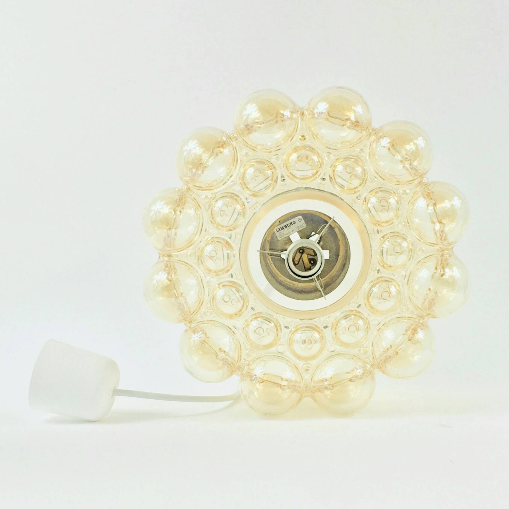 Large Mid-Century Amber Bubble Glass Ceiling Light by Helena Tynell, 1960s