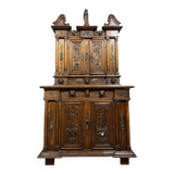 Cabinet called "d'Ile-de-France" with two recessed bodies in oak and marble slabs circa 1800