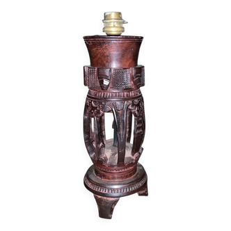 Sculpted wooden lamp from Madagascar