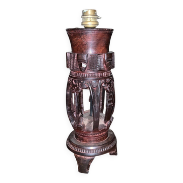 Sculpted wooden lamp from Madagascar