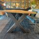 Table 350 x 100 cm chene and metal legs