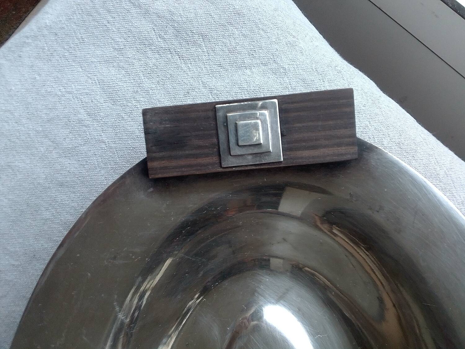 Art deco silver metal basket dish