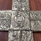 Brutalist metal sacred cross sculpture from the mid-century, 1960s.