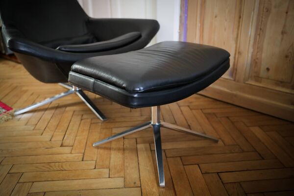 fauteuil cuir noir Avec Repose Pied