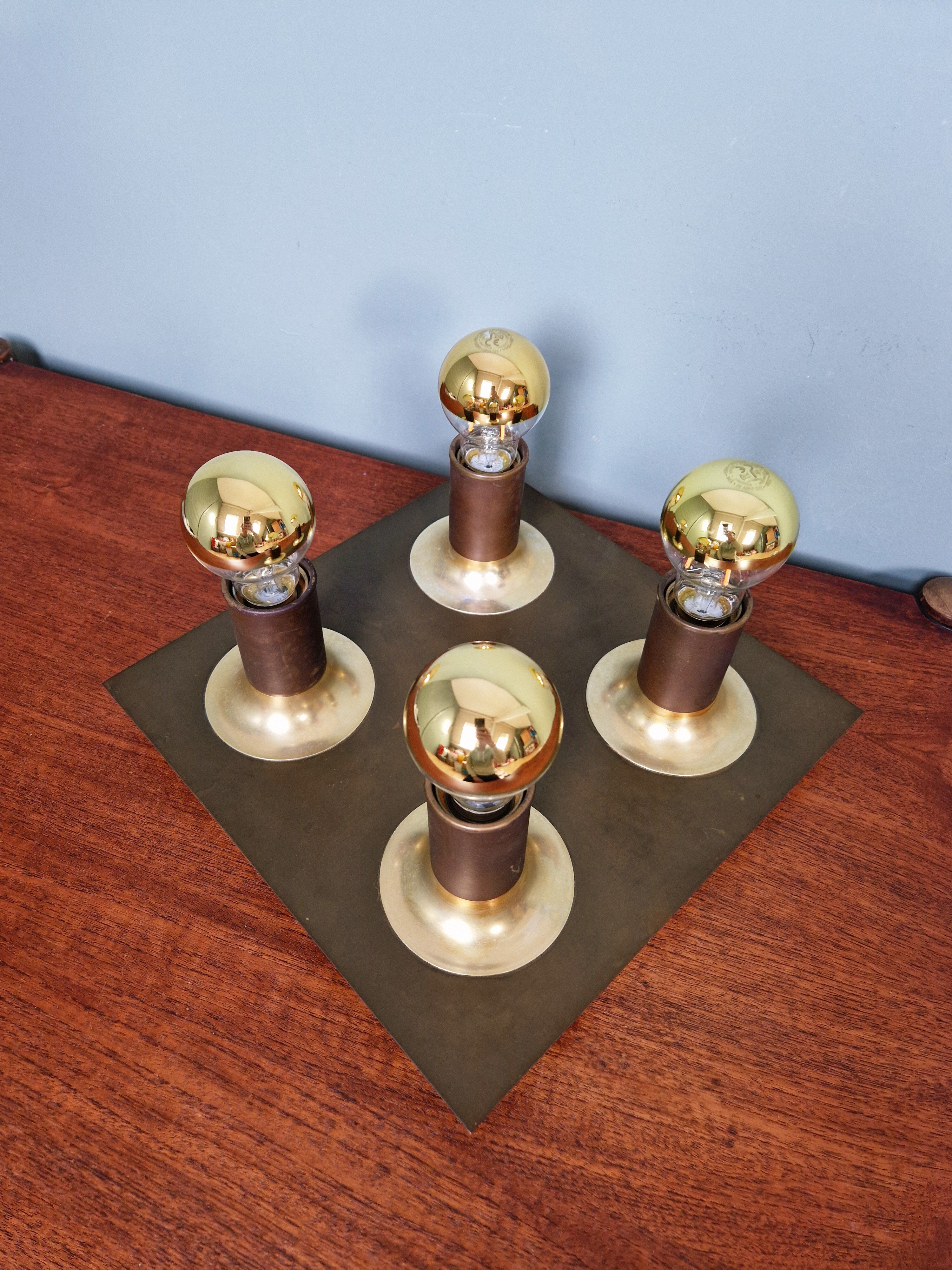 Space Age ceiling light/wall lamp in brass, Cosack Leuchten, 1970.