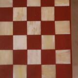 Side table - open cube bedside table with checkerboard in bone and terracotta resin