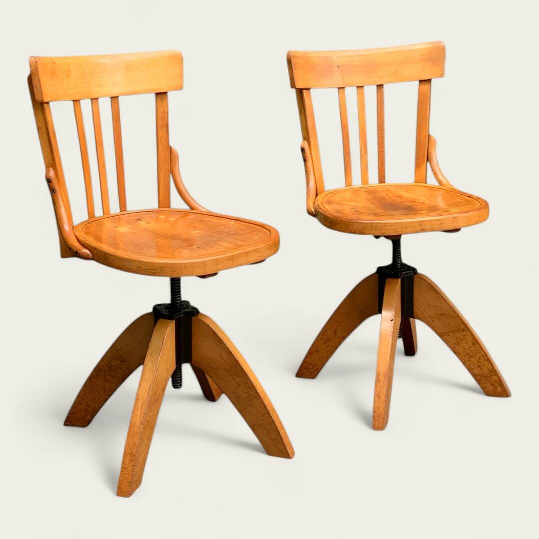 Pair of Baumann rotating screw chairs 1960
