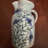 Antique stoneware pitcher with thistle motifs signed A Clement, Saint Paul