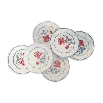 6 flat plates model "Malmaison" of the French factory of Digoin