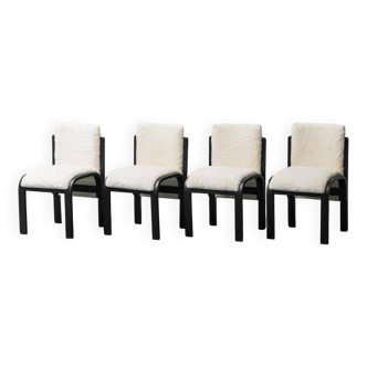 Set 4 sedie in velluto a pelo lungo anni ’70 vintage modernariato