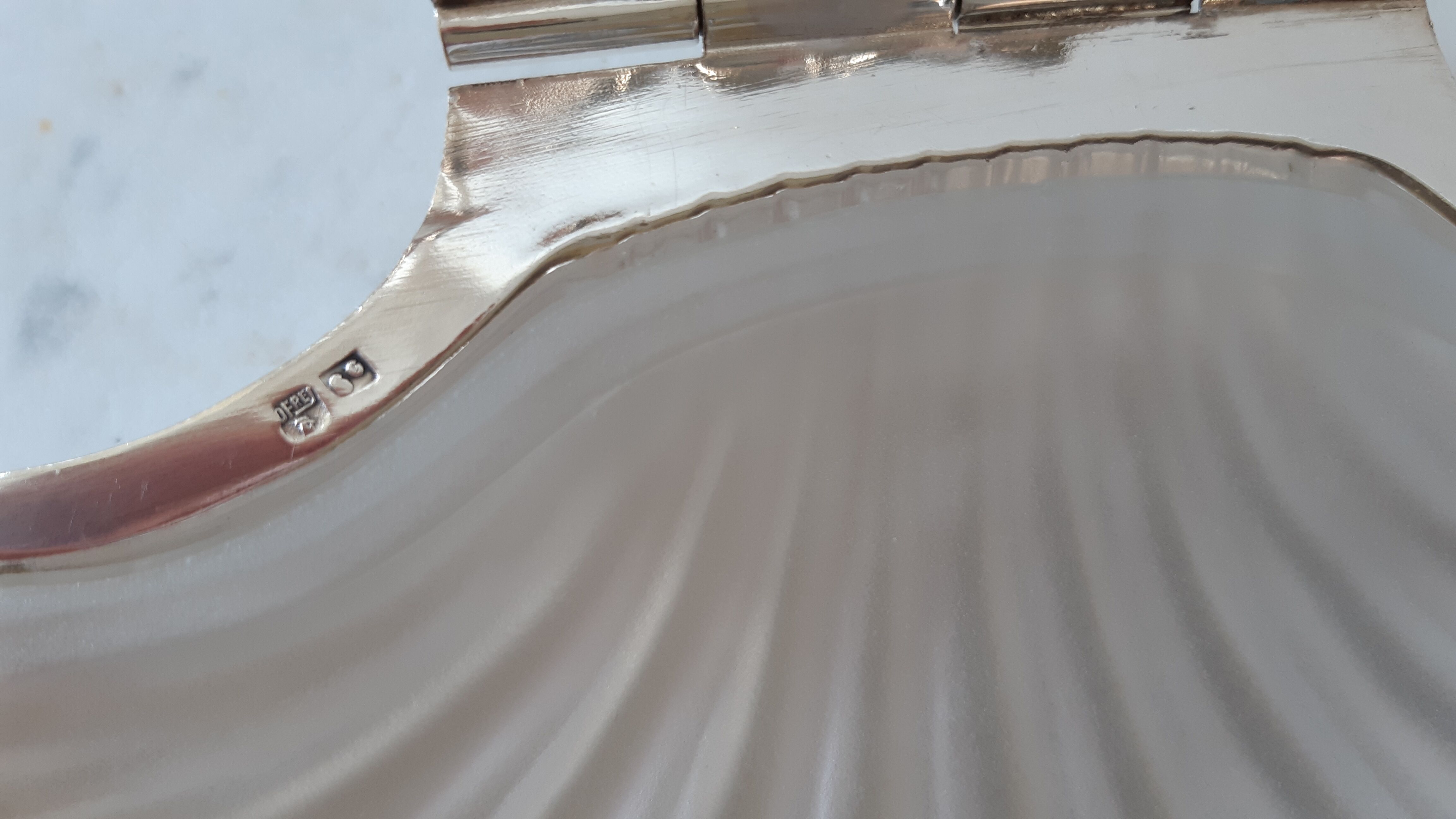 Butter dish / empty pocket shell silver metal years 40-50 hallmarked