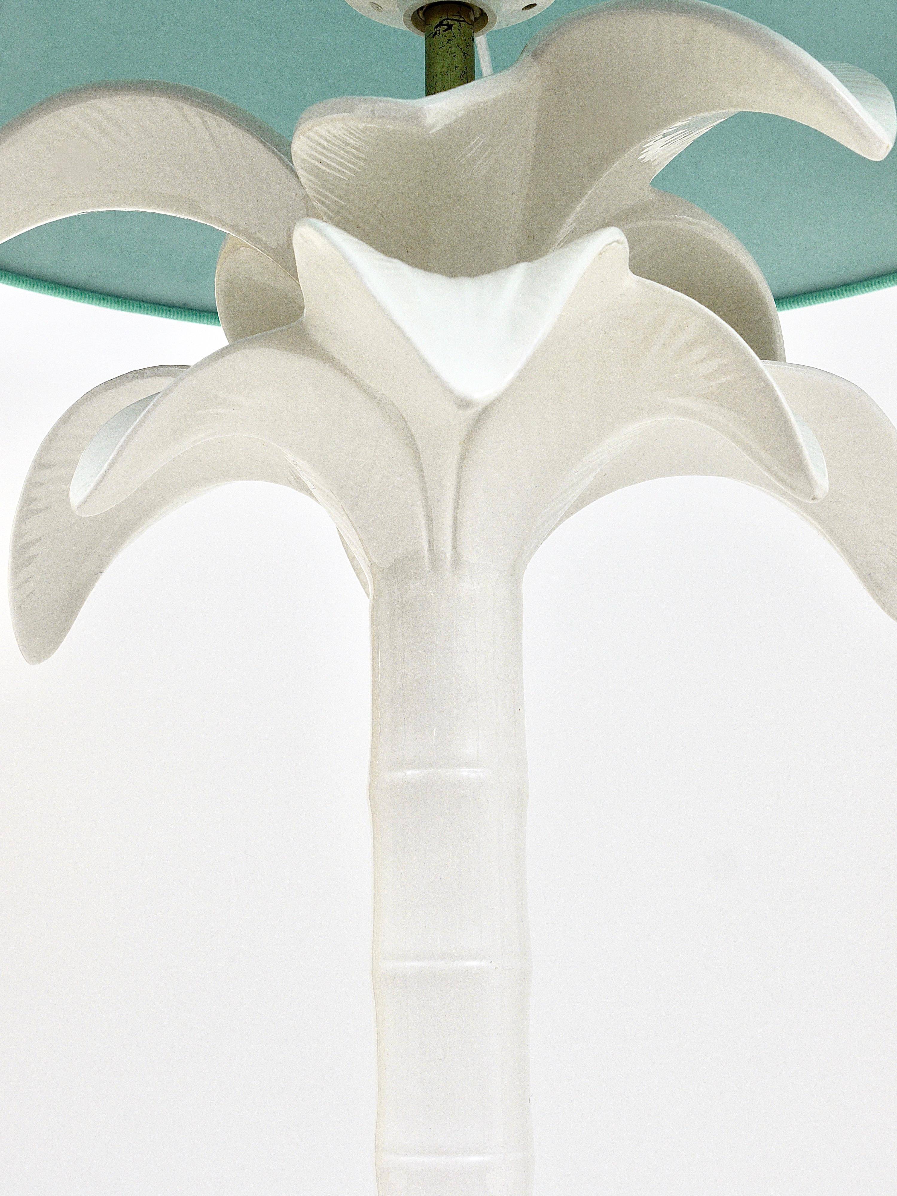 Lampe de table en faux bambou arbre de palmier blanc Tommaso Barbi, Italie, années 1970