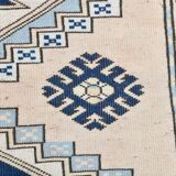 6x7 Navy Blue Cream Oriental Persian Rug, 178x225Cm