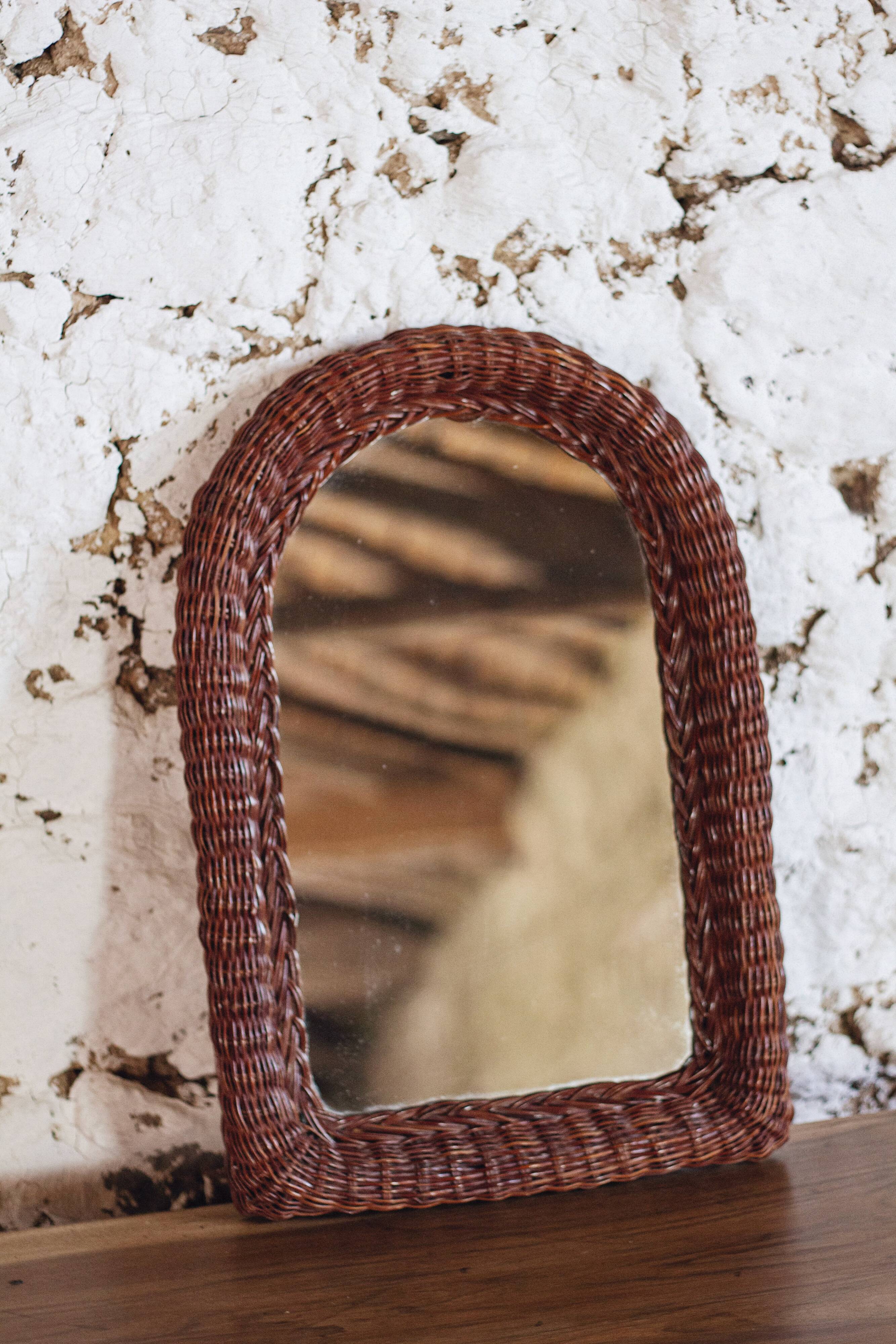 Spanish wicker mirror, 1960