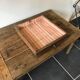 Table basse de ferme rustique pieds tournés avec 1 tiroir 1930