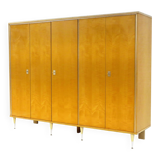 Large vintage mid century modern 5-door wardrobe in flamed maple, 1960s