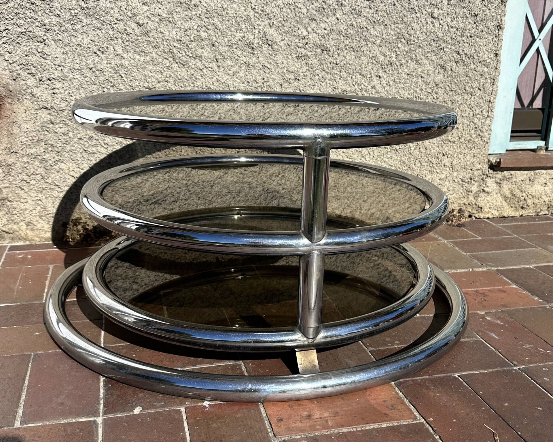 Vintage swivel coffee table by Milo Baughman, Artedis Roche Bobois