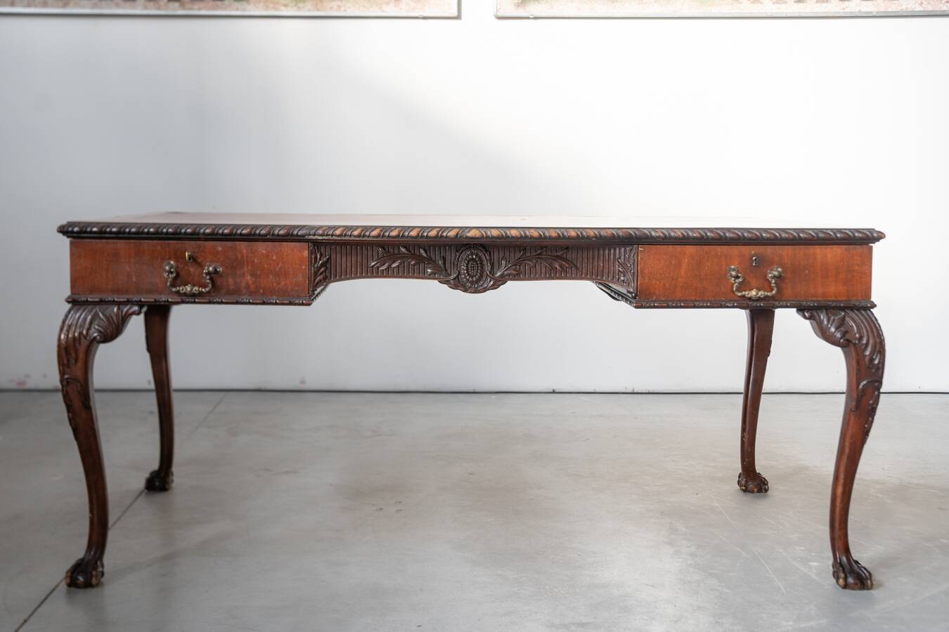Late 19th/Early 20th Century Edwardian Desk with Lion Paw Feet