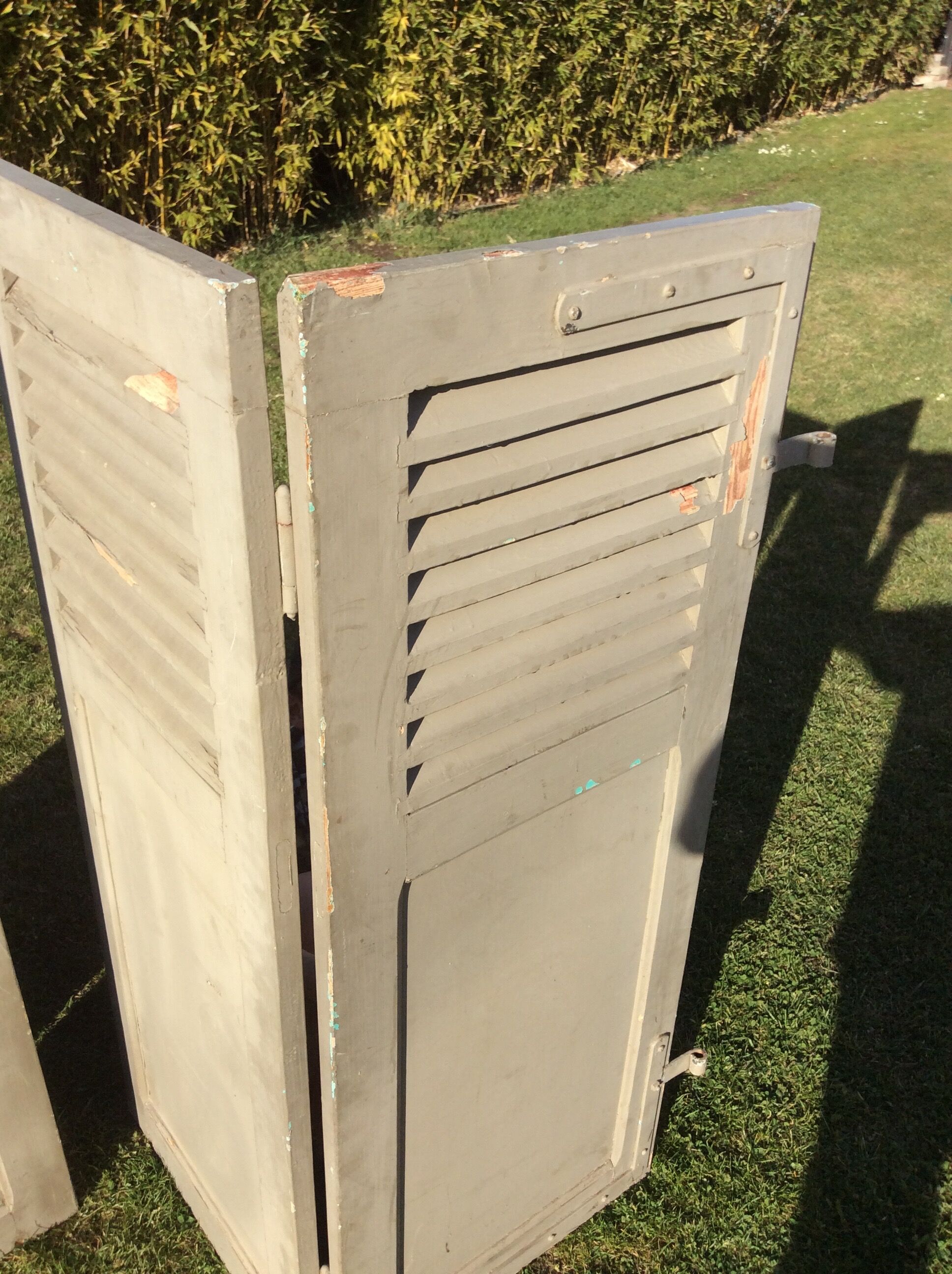 Pair of Persian shutters, old wood screen 2 fronts