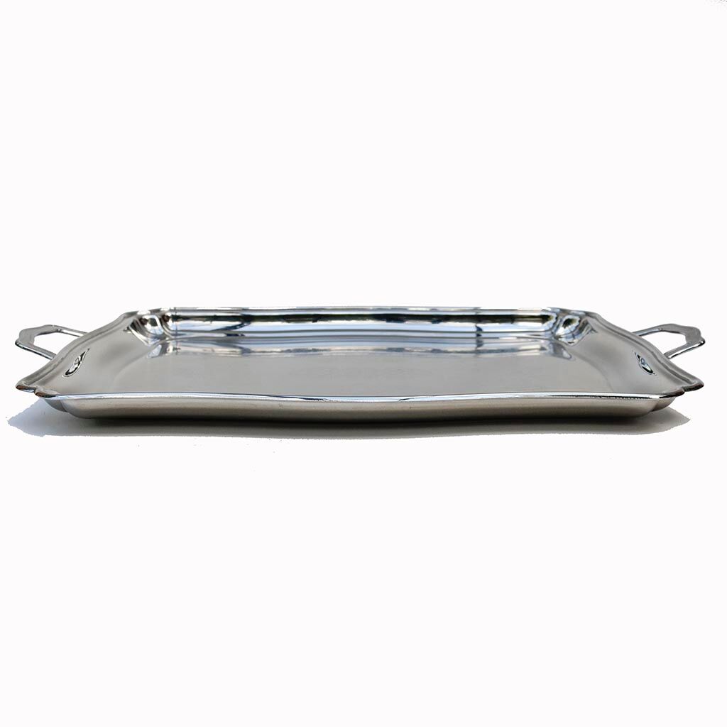 Jean Couzon tray in arabesque grey stainless metal