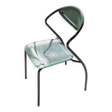 set of 4 designer chrome and plexiglass chairs, 80s