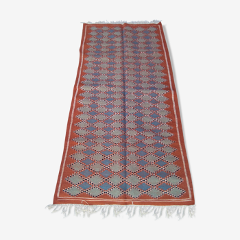 Tapis kilim multicolores fait à la main en pure laine 100 x 201 cm