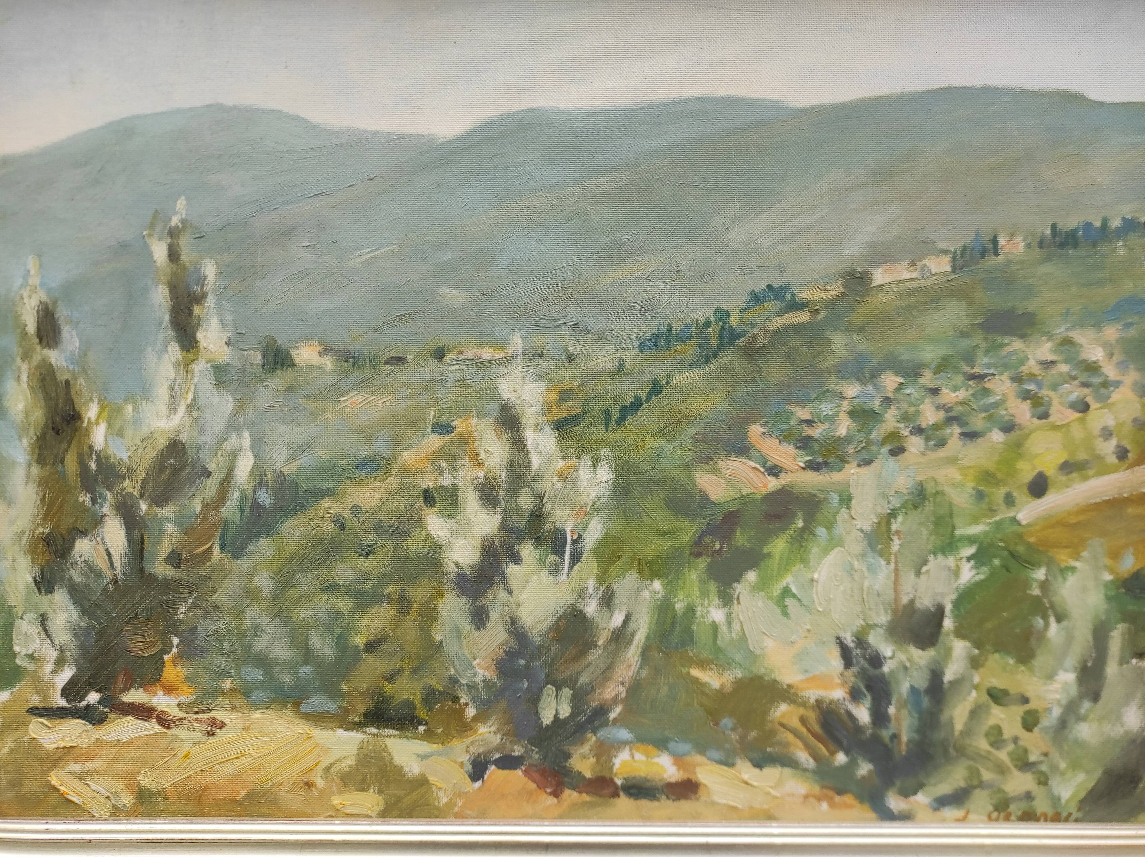 French vintage signed oil painting