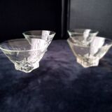 4 Vintage Glass Cups Grinded Decor