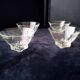 4 Vintage Glass Cups Grinded Decor