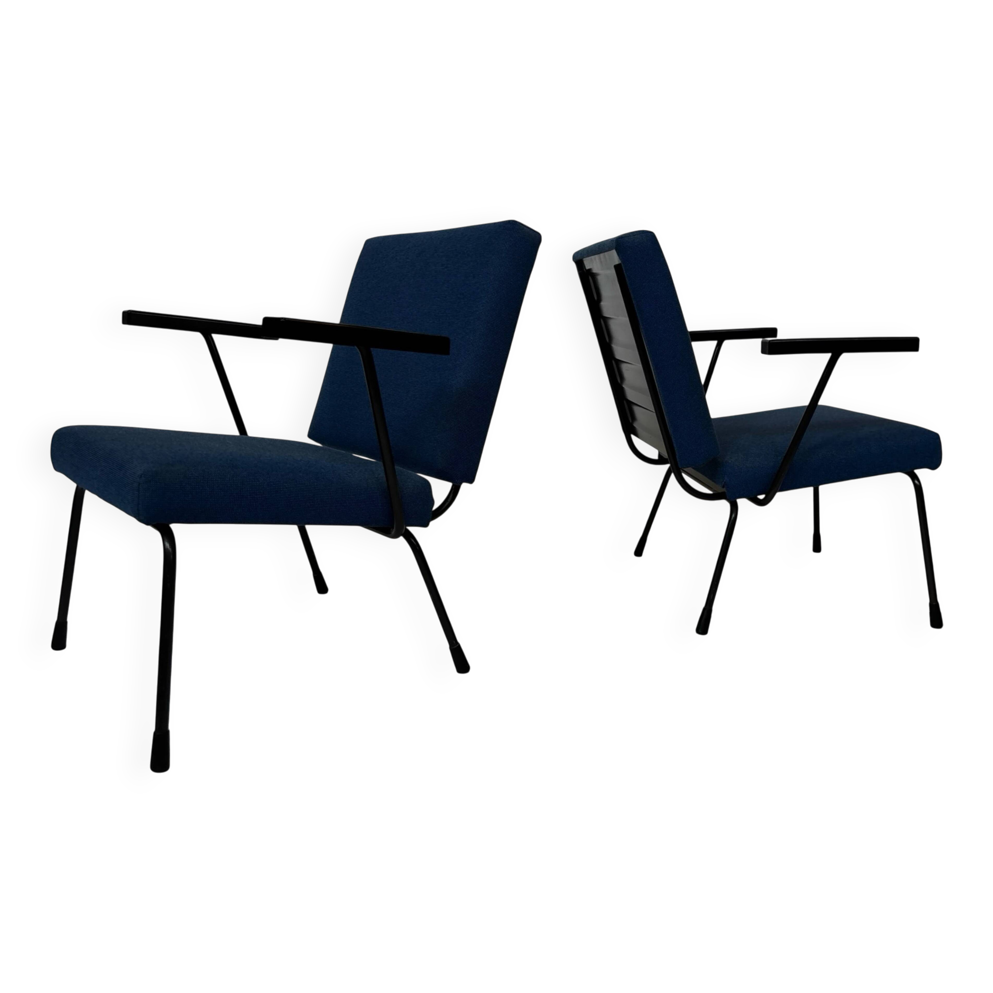 Ensemble vintage de deux fauteuils Gispen 1401 W Rietveld Design
