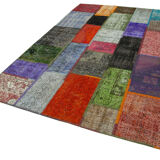 Hand-knotted anatolian contemporary 190 cm x 290 cm multicolor patchwork carpet