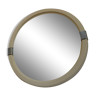 Vintage mirror round edge in white plastic and chrome diameter 46 cm
