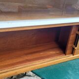 Vintage wooden display cabinet shelf unit – 195 cm