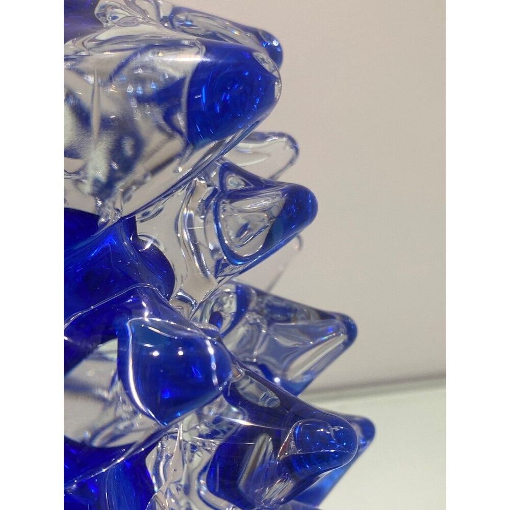 Rostrato blue murano glass vase