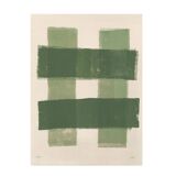 Abstract painting - green stripes painting b198 signed eawy