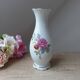 Porcelain vase pink flowers motif made in portugal