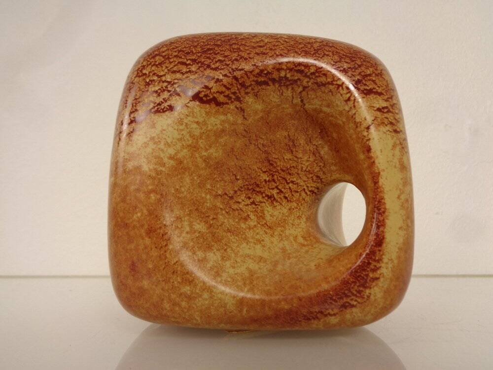 Italian ceramic cube vase by Roberto Rigon for Bertoncello, 1960s.