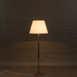 Brass and teak mid-century floor lamp