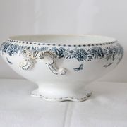 Terre de Fer tureen or salad bowl, Onnaing earthenware, Stella motif, French manufacture