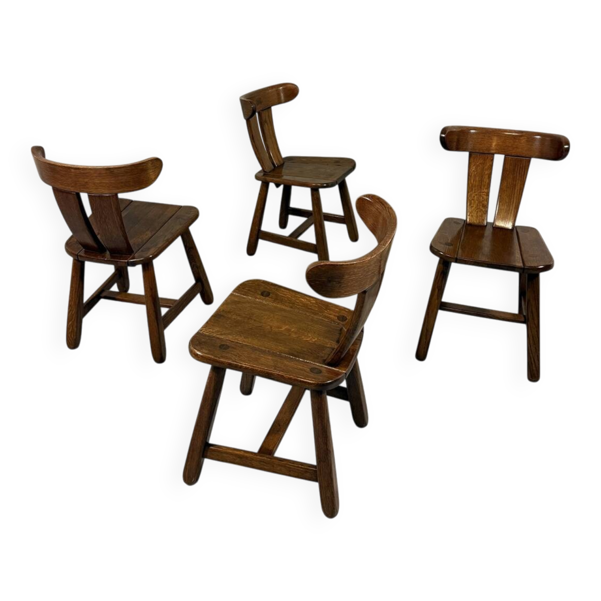 Brutalist oak dining chairs 1970’s