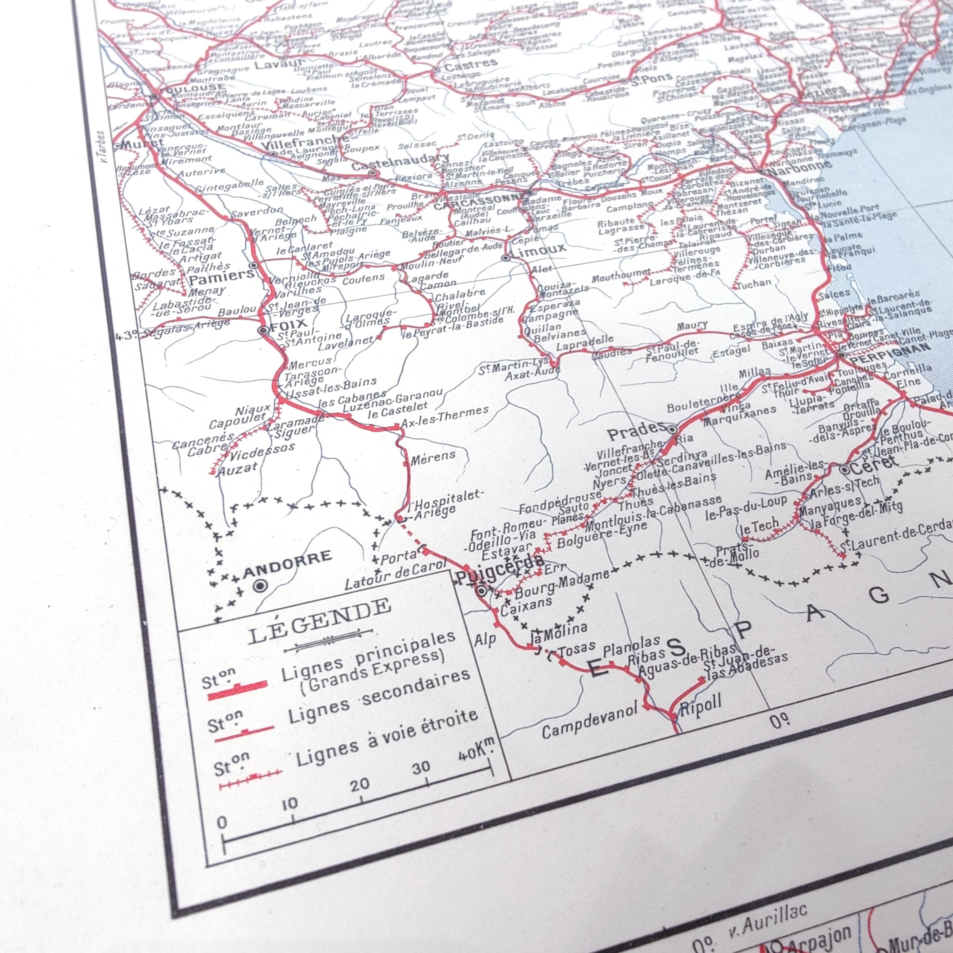 Old map of Corsica and southern Mediterranean France 43x43cm from 1950