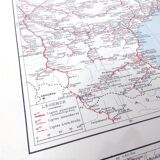 Old map of Corsica and southern Mediterranean France 43x43cm from 1950