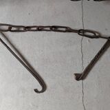 Set of antique fireplace accessories + 2 wrought iron waffle makers