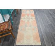 1970s Turkish Oushak Handmade Wool Cotton Orange Runner Rug 81x265