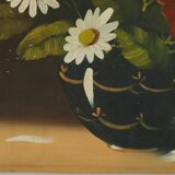 Flowers Still Life Painting Daisies Poppy Signed 47x38cm