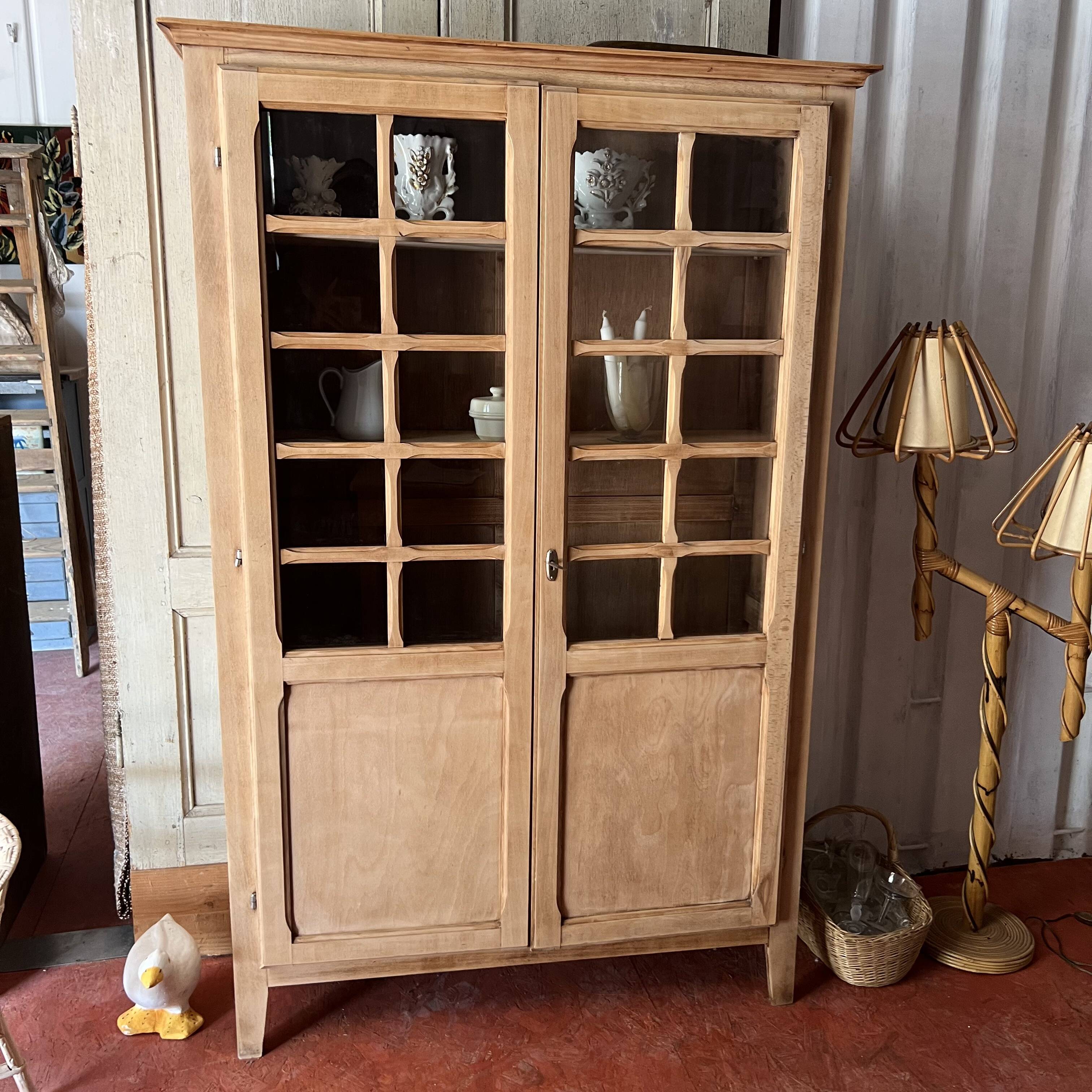 Small raw wood display cabinet