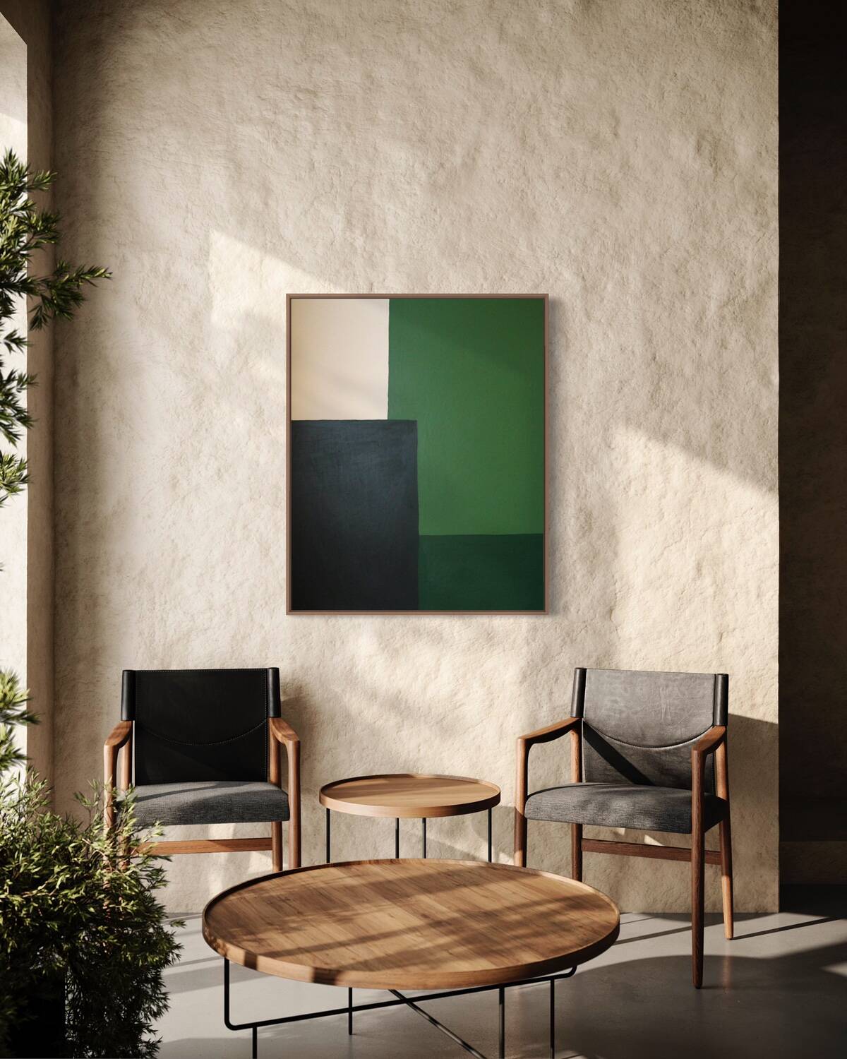 Contemporary minimalist painting "Green Composition" 100x80cm