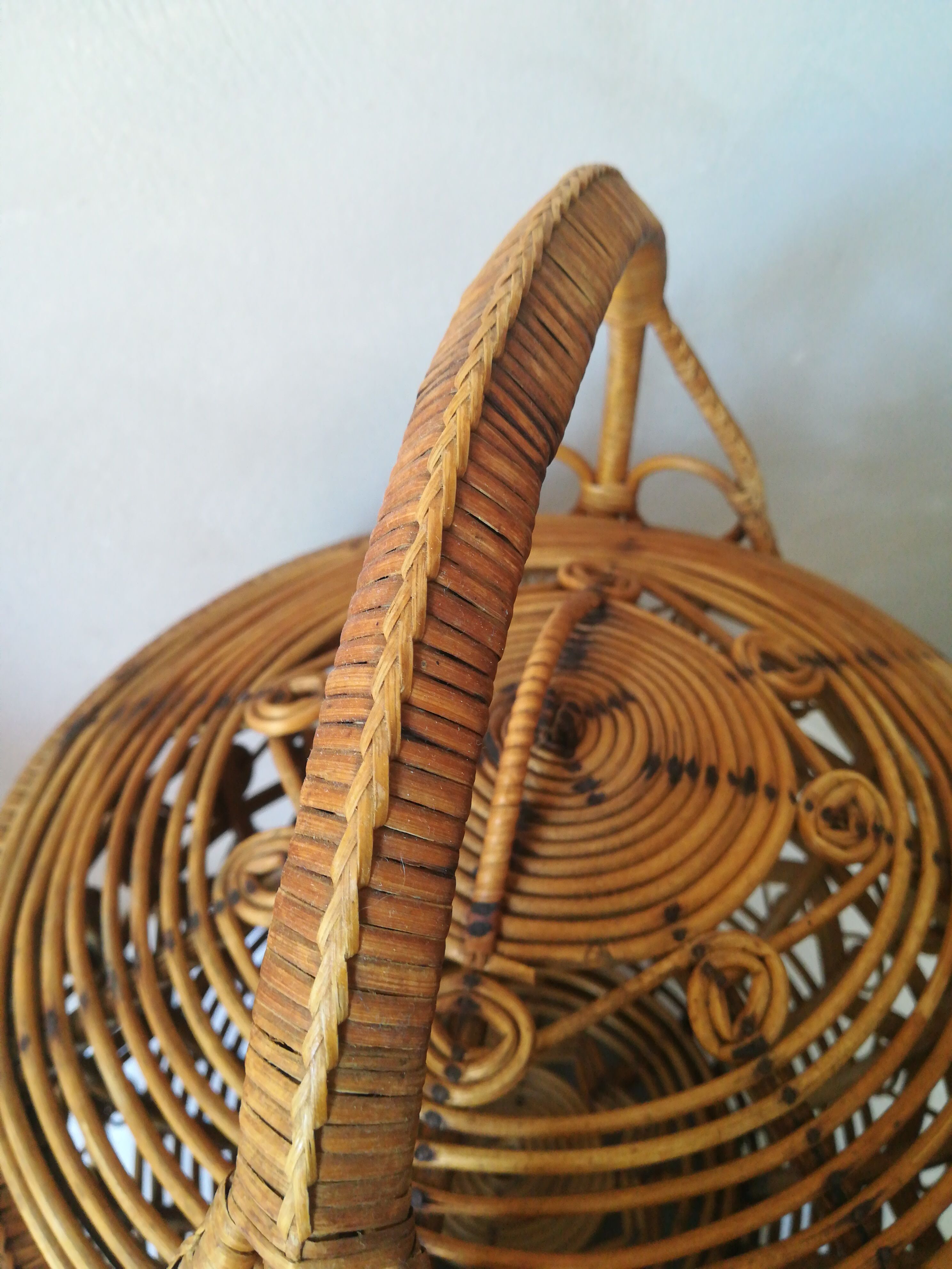 Peacock wicker basket