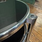 Vintage smoked glass and chrome side table
